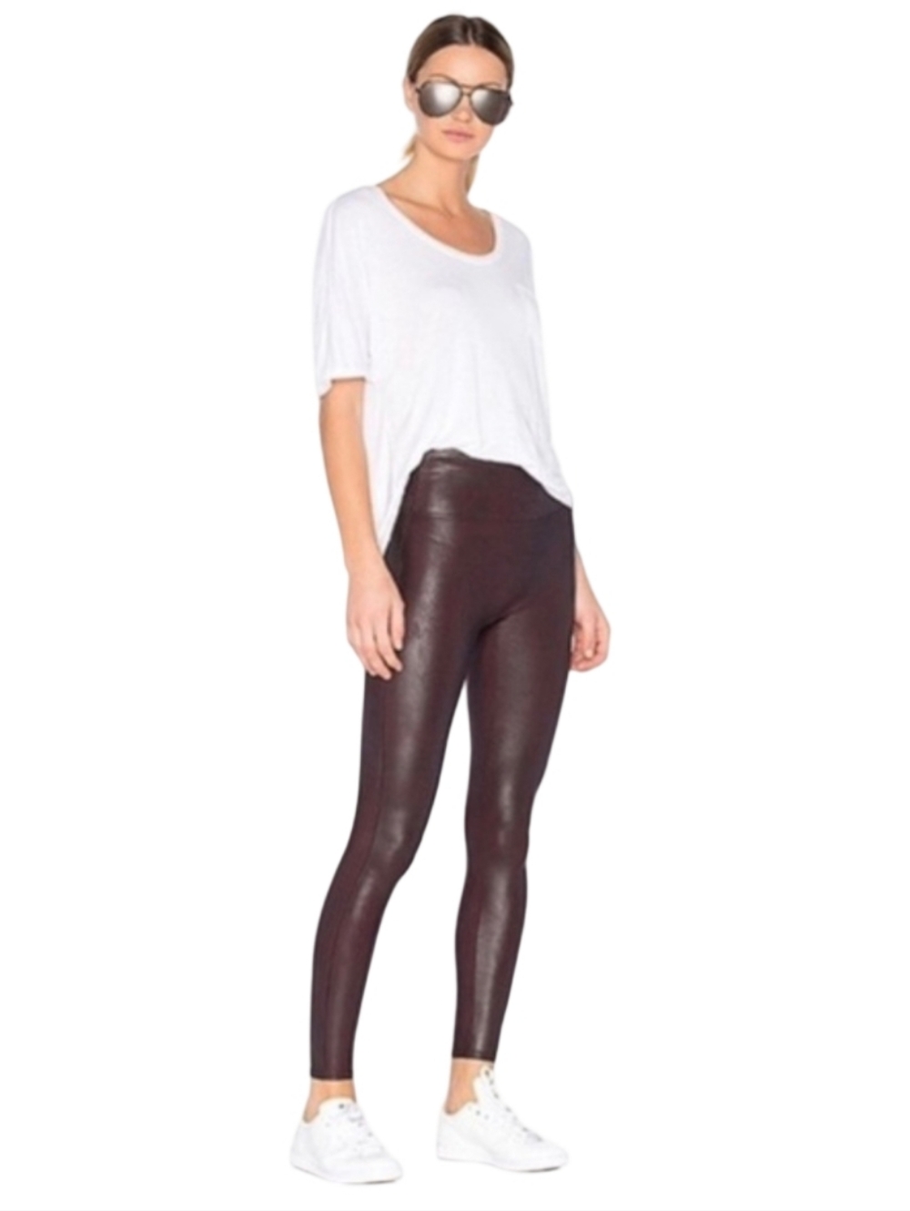 NWT Spanx Women's Dark Cranberry Faux Leather Pants & Jumpsuit Bottoms